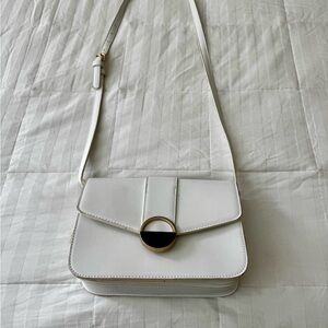 Forever 21 White Shoulder Bag with Gold Accent